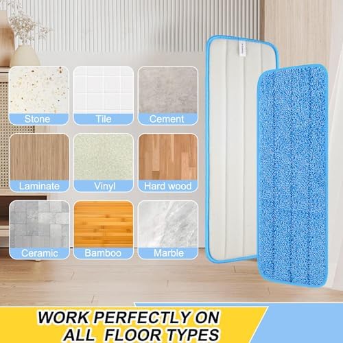 3 Pack Microfiber Spray Mop Replacement Heads for Bona and Other Mops