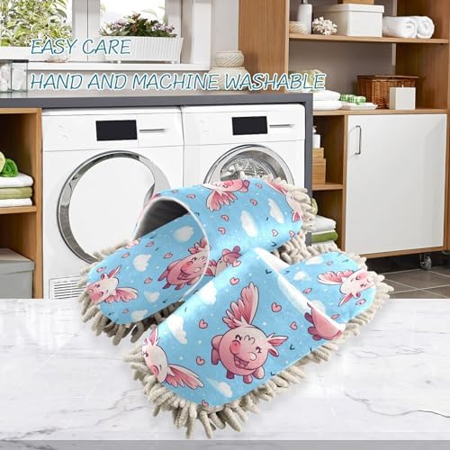 Bulletgxll Cute Pig Microfiber Cleaning Slippers for Men Women
