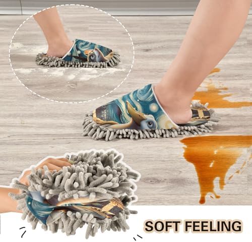Zhirexin Starring Night Cleaning Slippers with Microfiber Mop Pads