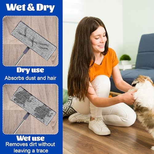14 Pack 13 x 49 Microfiber Mop Pads - Reusable Washable