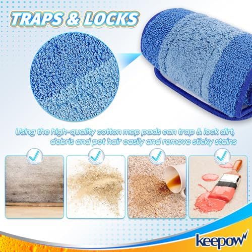 KEEPOW Microfiber Mop Pad Replacement 3 Pack