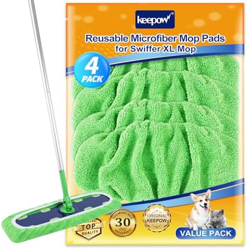 KEEPOW Reusable Mop Pads 4 Pack for Swiffer XL