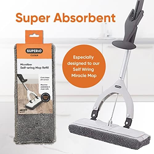Superio Microfiber Mop Head Replacement - Durable Washable Reusable