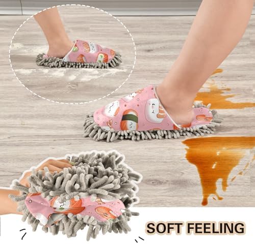 Kawaii Sushi Cleaning Slippers Mop Pad Reusable