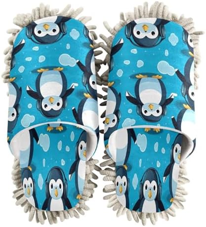 Bulletgxll Cute Penguins Cleaning Slippers Mop Pads Replacement