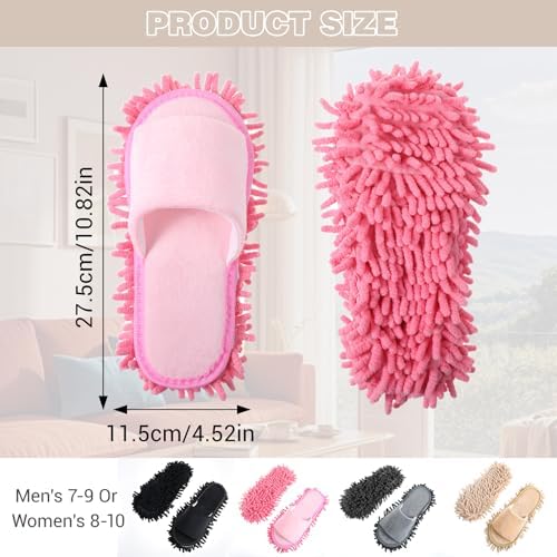 4 Pair Washable Mop Slippers for Floor Cleaning