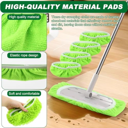 4Pcs Reusable Microfiber Mop Pads for Floor Cleaning