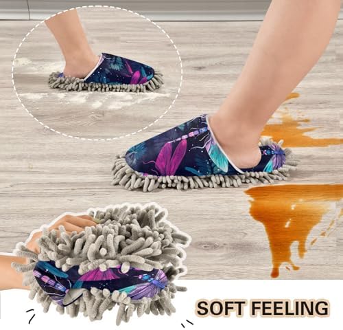 Purple Dragonflies Mop Slippers for Wood Floor