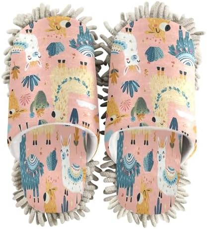 Bulletgxll Playful Llama Mop Slippers - M