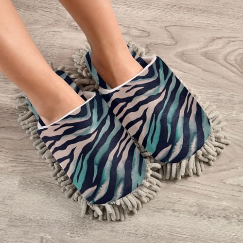 FLildon Microfiber Mop Slippers Zebra Print Washable 1