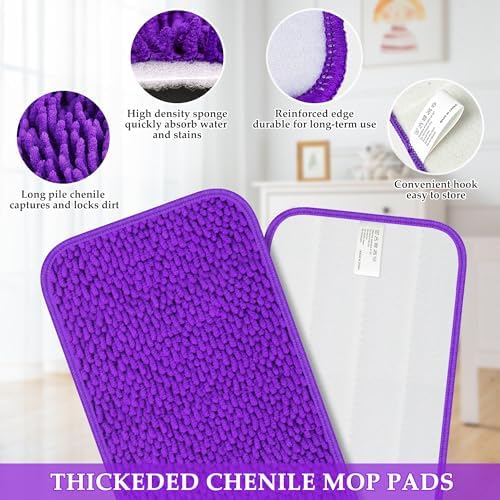 PAPCLEAN Microfiber Mop Pads - 3Pcs Reusable Refill for Swiffer PowerMop