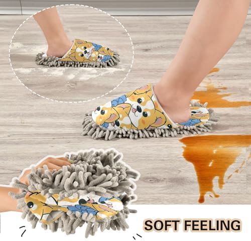 Bulletgxll Cartoon Dog Cleaning Mop Slippers L