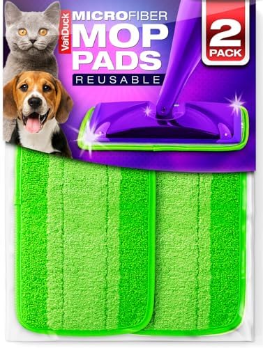 VanDuck Reusable Mop Pads 2 Pack - Microfiber Compatible with Swiffer WetJet