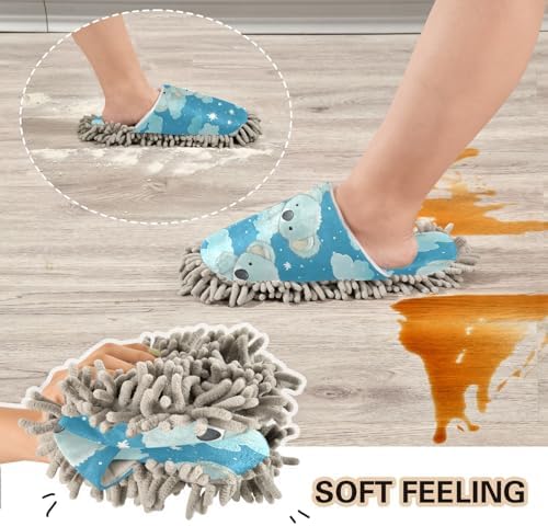 Bulletgxll Clouds and Koala Mopping Slippers - Washable Reusable
