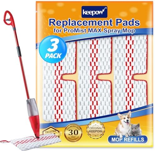 KEEPOW Microfiber Spray Mop Pads 3-Pack Refill