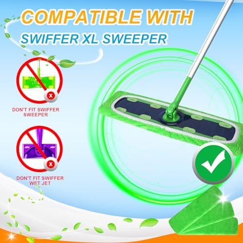 Yicotira Reusable Microfiber Mop Pads - 6 Pack XL Dry Wet Refills
