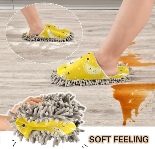 Bulletgxll Banana Mop Slippers - Washable Microfiber Cleaning Slippers for Men Women