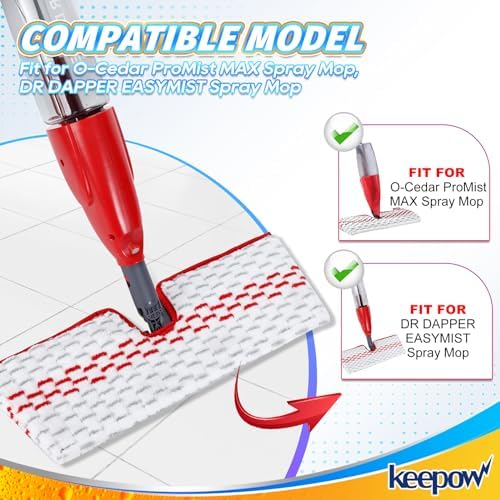 KEEPOW Microfiber Spray Mop Pads 3-Pack Refill