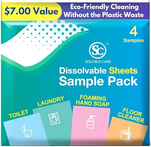Soluble Care Sample Sheet Pack - Laundry Toilet Floor Hand Soap
