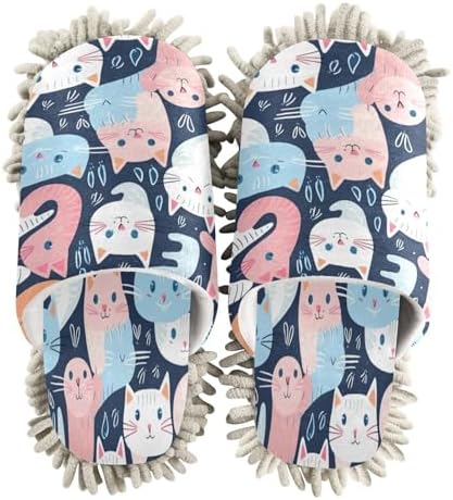 Colorful Cats Microfiber Cleaning Slippers
