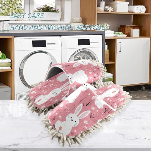 Bulletgxll Cute Rabbits Mopping Slippers Washable