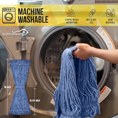 KLEEN HANDLER Blended Loop Mop Head 3-Pack Blue 24 Oz