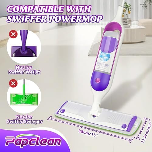 PAPCLEAN Microfiber PowerMop Pads 5 Pack Reusable