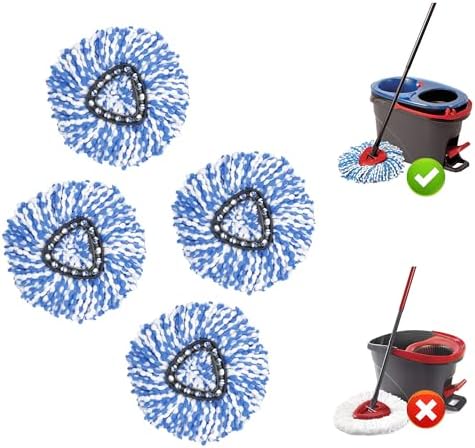 4 Pack Magicmops EasyWring Spin Mop Replacement Heads Blue
