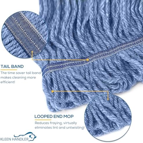 KLEEN HANDLER Blended Loop Mop Head 3-Pack Blue 24 Oz