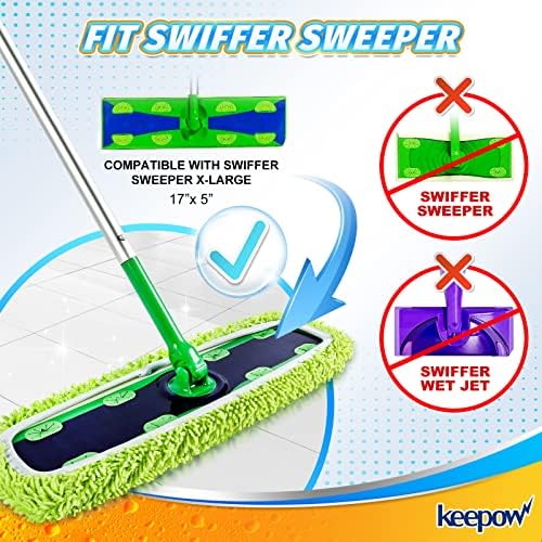 KEEPOW Reusable XL Mop Pads 4 Pack - Wet Dry Cleaning