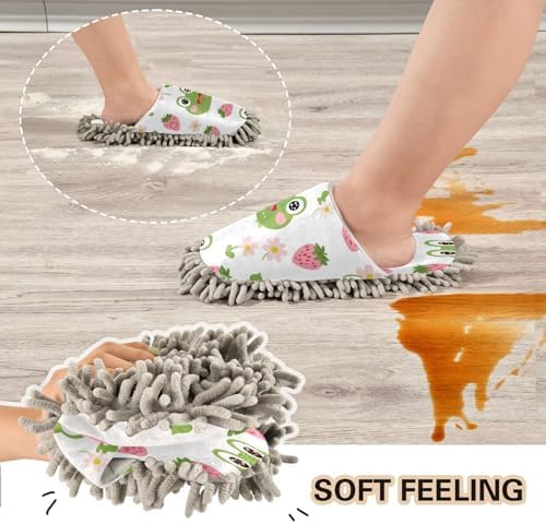 Bulletgxll Cartoon Frogs Cleaning Mop Slippers - M
