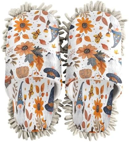 Zhirexin Thanksgiving Pumpkin Gnome Cleaning Slippers 1