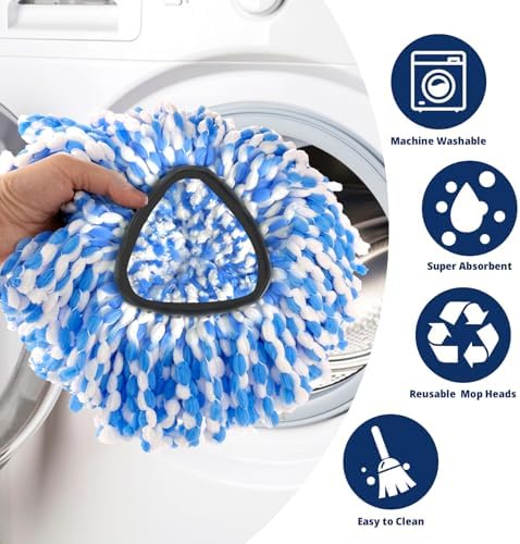 Spin Mop Replacement Heads 4-Pack Machine Washable RinseClean 2-Tank Compatible