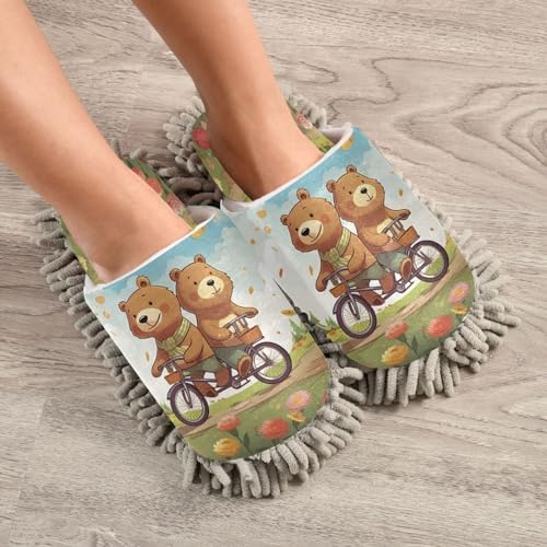 Bulletgxll Cartoon Bears Mopping Slippers - M