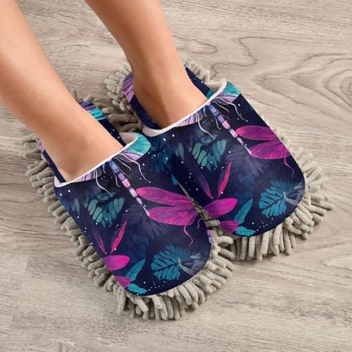 Purple Dragonflies Mop Slippers for Wood Floor
