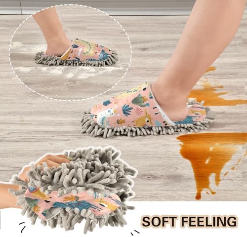 Bulletgxll Playful Llama Mop Slippers - M