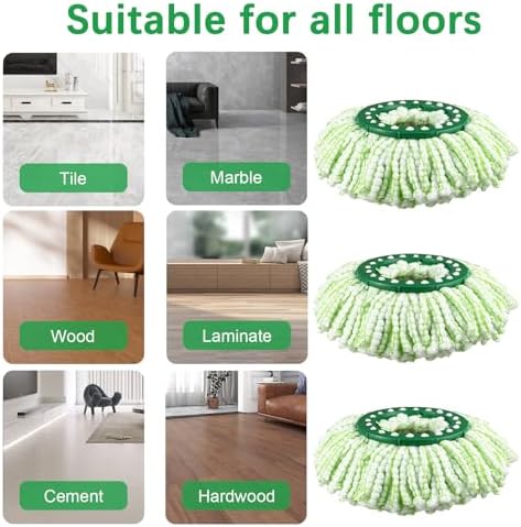 3 Pack Mop Replacement Heads for Libman Tornado Spin Mop System