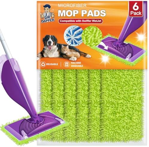DR DAPPER 6 Pack Reusable Mop Pads for Swiffer Wet Jet