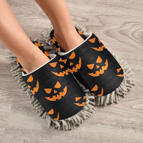 Zhirexin Halloween Pumpkin Smiley Cleaning Slippers