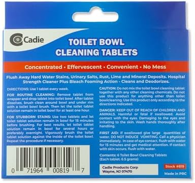 Cadie Toilet Bowl Cleaning Tablets 6 Blocks - Automatic Drop-in Bleach