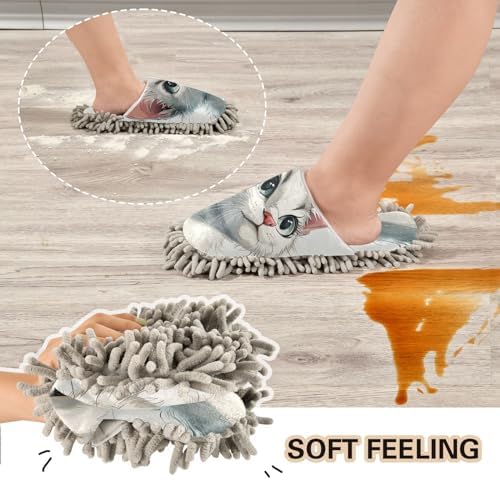 Bulletgxll Cartoon Cat Mopping Slippers Washable