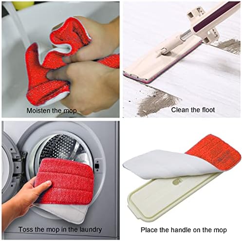 Ailelan Microfiber Mop Pad Replacement 6 Pack Red
