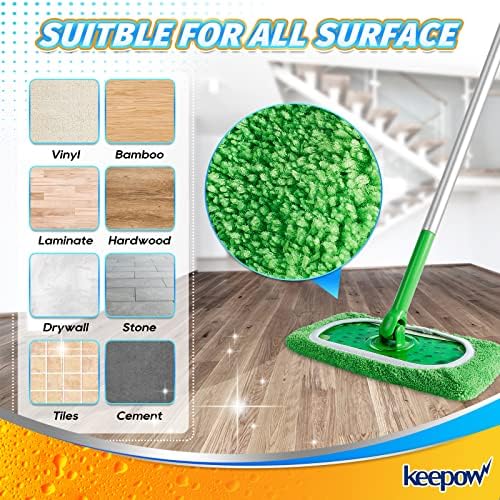 KEEPOW Reusable Wet Pads for Swiffer Mop 16 Pack