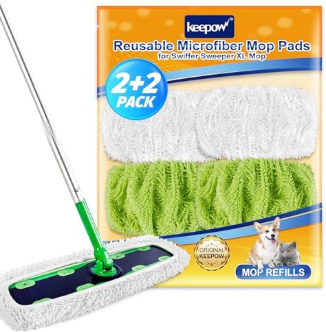 KEEPOW Reusable XL Mop Pads 4 Pack - Wet Dry Cleaning