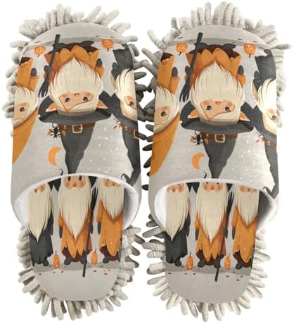 Zhirexin Halloween Pumpkin Gnome Cleaning Slippers