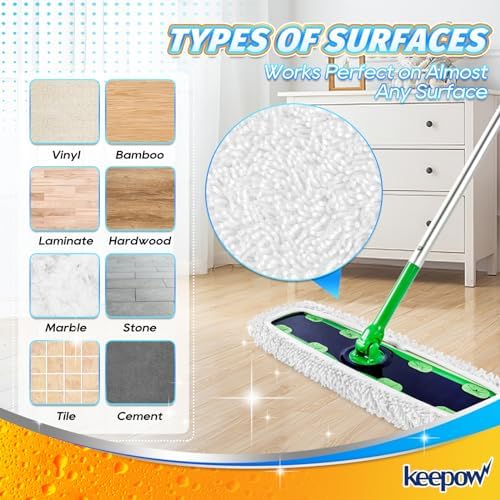 KEEPOW Reusable XL Mop Pads 4 Pack - Wet Dry Cleaning