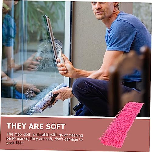 6pcs Red Chenille Mop Cloths for Home Cleaning
