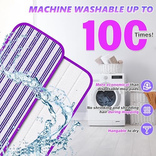 ILAVCLEAN Reusable Mop Pads Refills 12PCS for Swiffer Power Mop