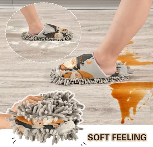 Zhirexin Halloween Pumpkin Gnome Cleaning Slippers