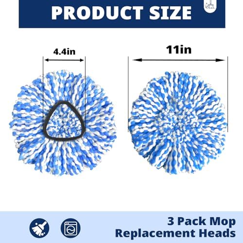 Spin Mop Replacement Heads 4-Pack Machine Washable RinseClean 2-Tank Compatible
